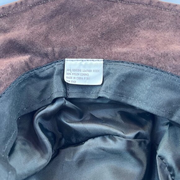 Vintage Genuine Leather Suede Bucket Hat Brown Unisex Lined Y2K - Picture 7 of 9